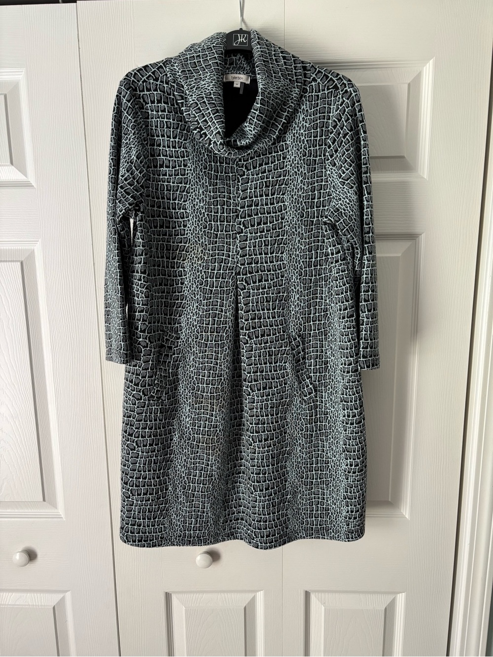 Tyler Boe Black & Gray Textured Cowl Neck Dress